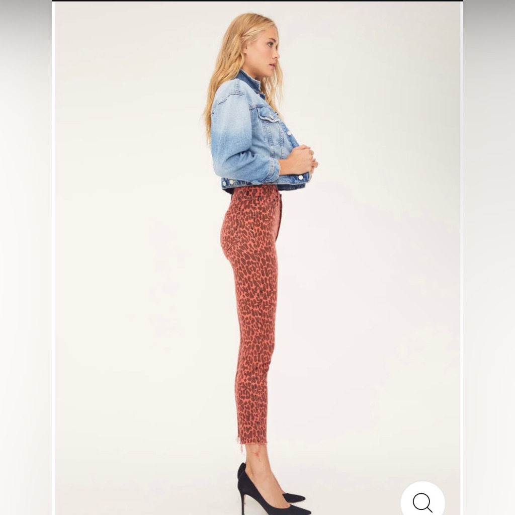 New Mother High Waisted Looker Ankle Fray Denim In Animal Attraction 25